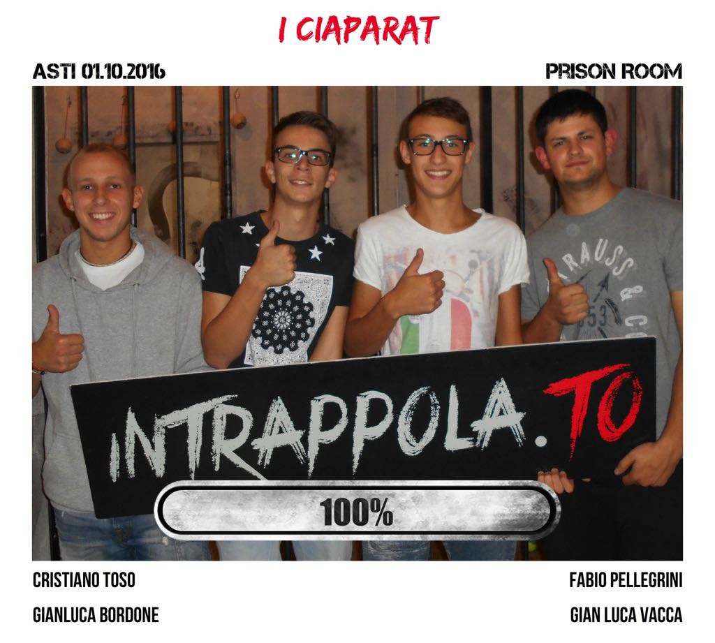 Il gruppo I CIAPARAT è fuggito dalla nostra escape room Prison Room