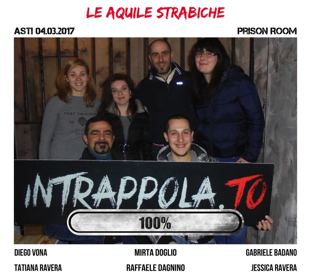 Il gruppo Le Aquile Strabiche è fuggito dalla nostra escape room Prison Room