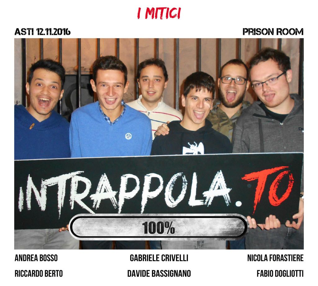 Il gruppo i mitici è fuggito dalla nostra escape room Prison Room