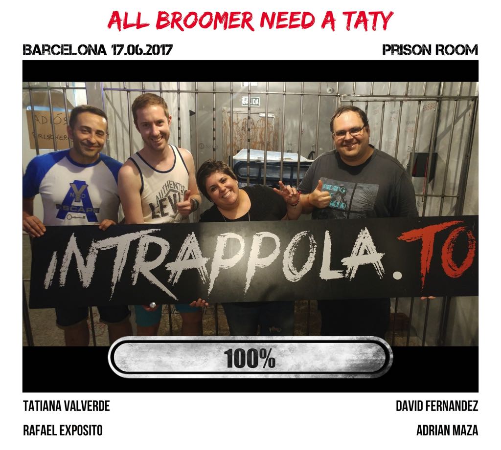 Il gruppo All Broomer need a Taty è fuggito dalla nostra escape room Prison Room