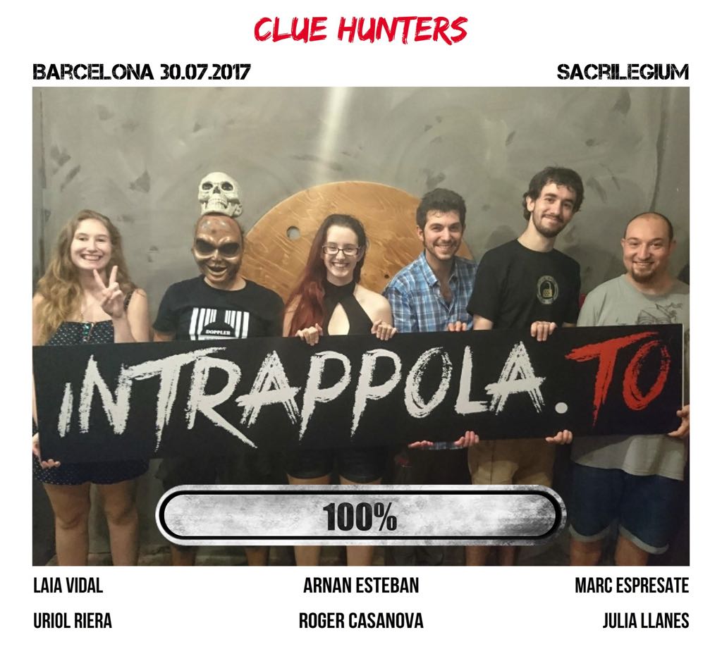 Il gruppo Clue Hunters è fuggito dalla nostra escape room Sacrilegium