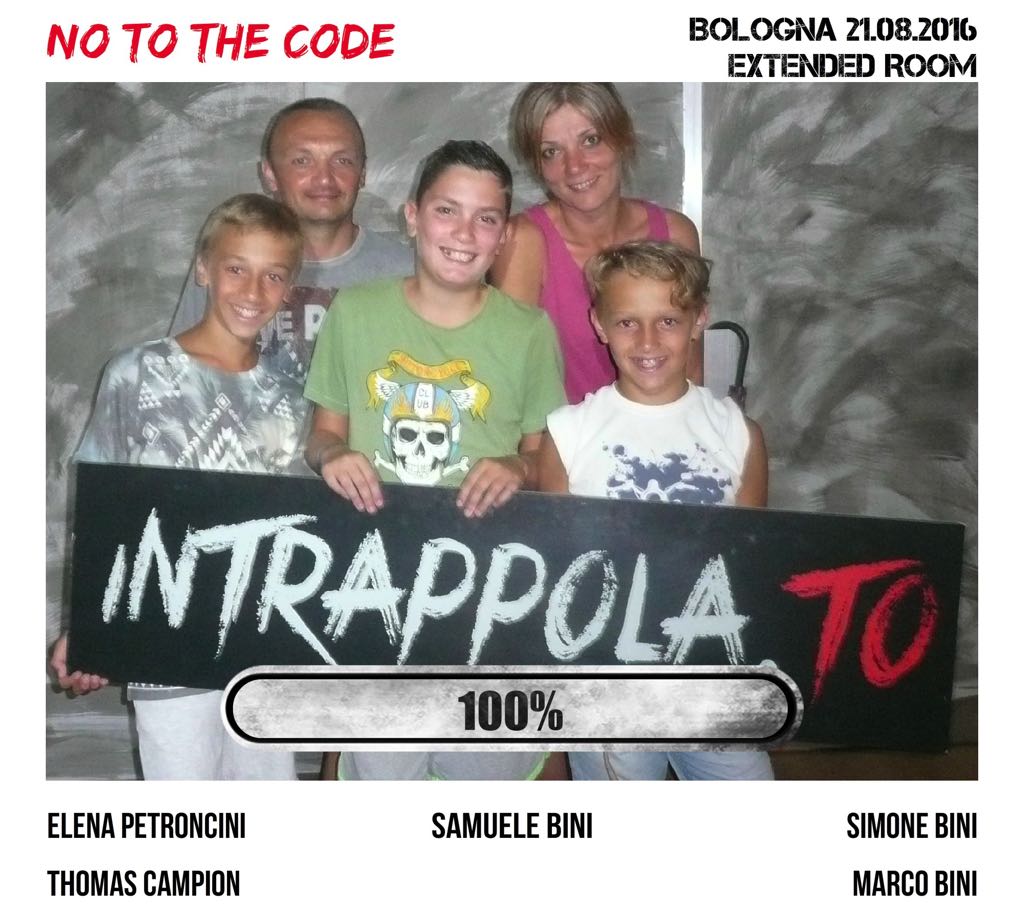 Il gruppo no to the code è fuggito dalla nostra escape room Extended Room