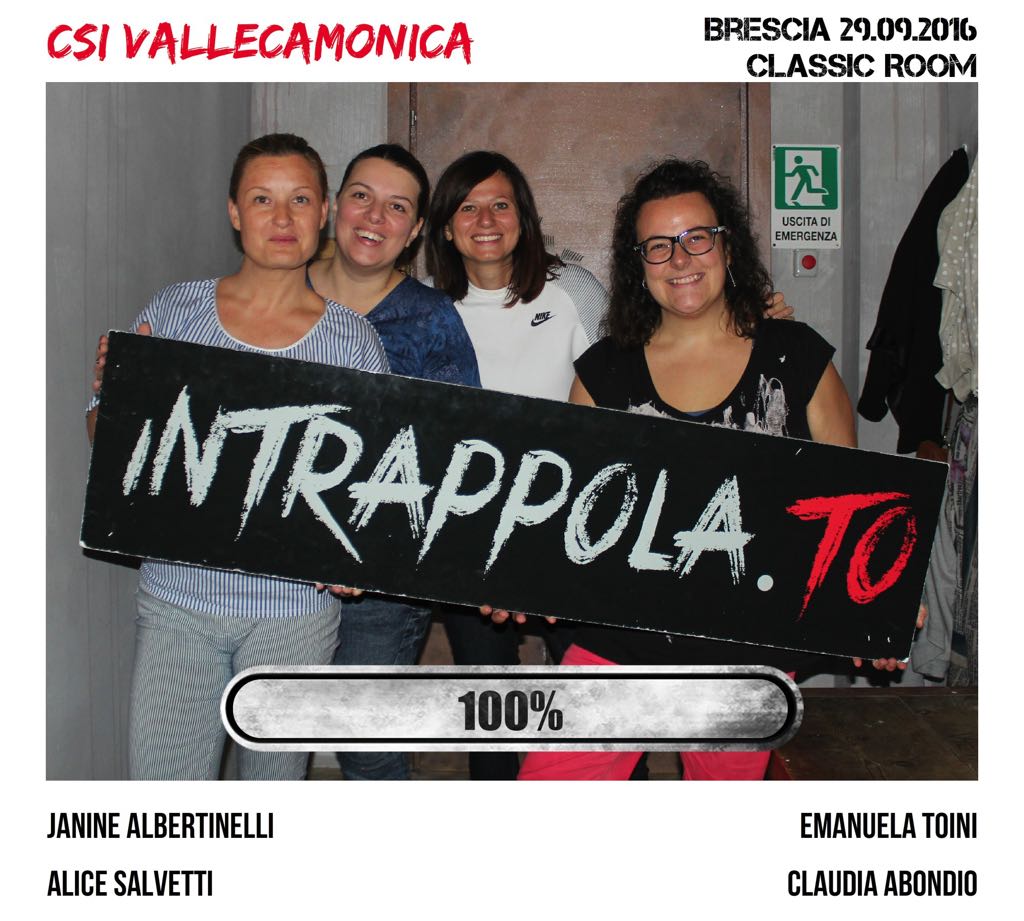 Il gruppo CSI VALLECAMONICA è fuggito dalla nostra escape room Classic Room