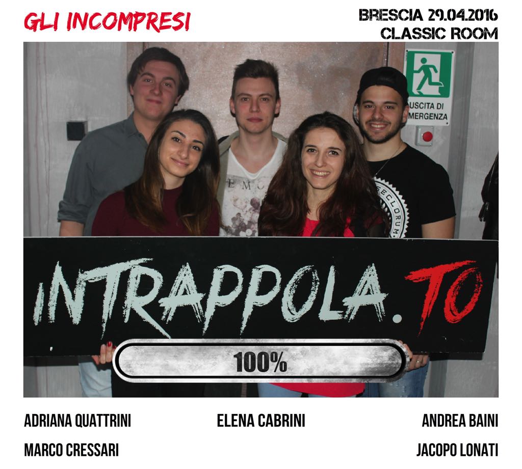 Il gruppo Gli incompresi è fuggito dalla nostra escape room Classic Room