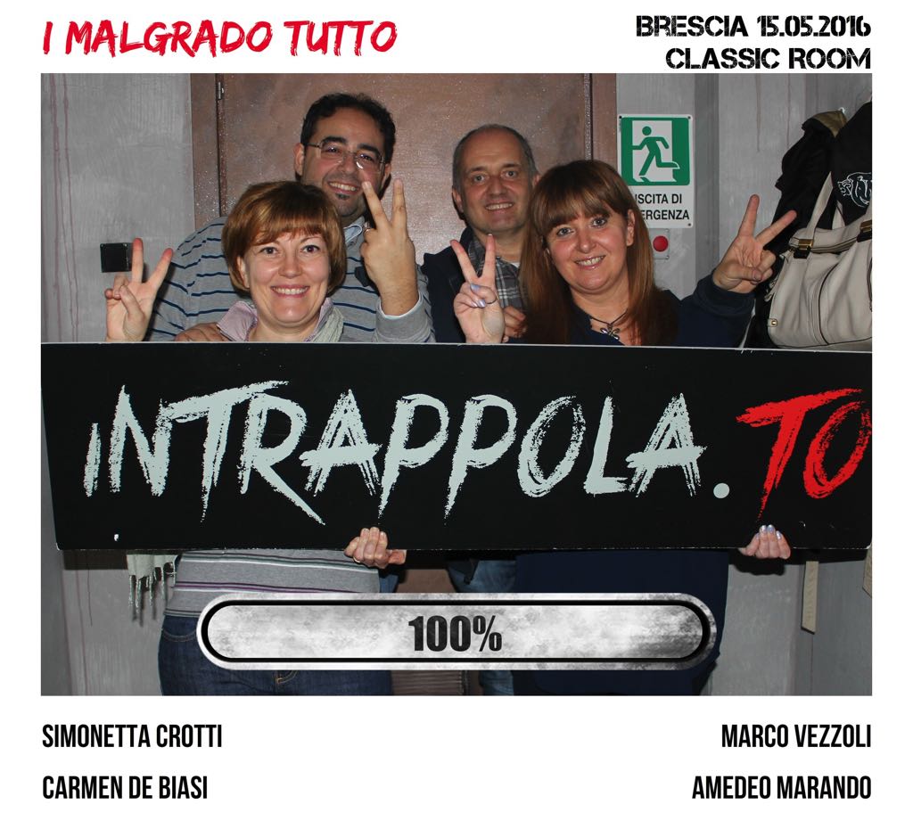 Il gruppo I MALGRADO TUTTO è fuggito dalla nostra escape room Classic Room