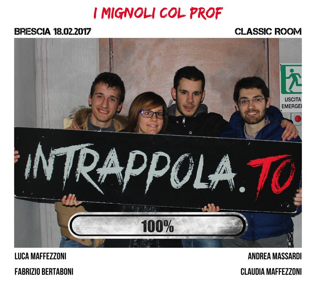 Il gruppo I Mignoli col Prof è fuggito dalla nostra escape room Classic Room