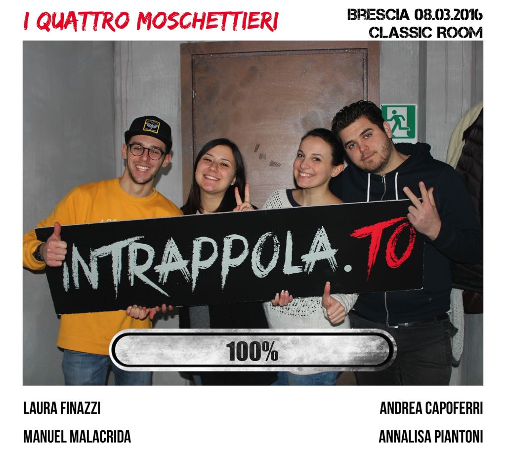 Il gruppo I quattro moschettieri è fuggito dalla nostra escape room Classic Room