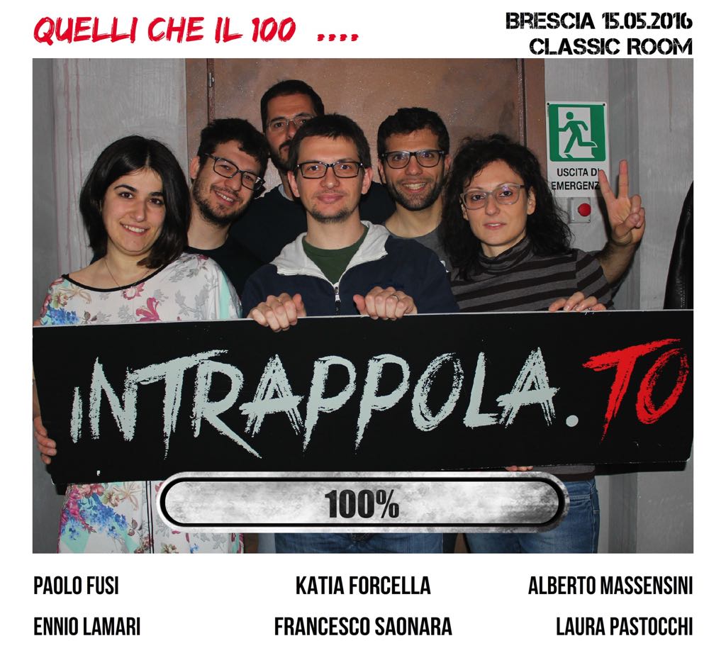 Il gruppo Quelli che il 100% ....  è fuggito dalla nostra escape room Classic Room