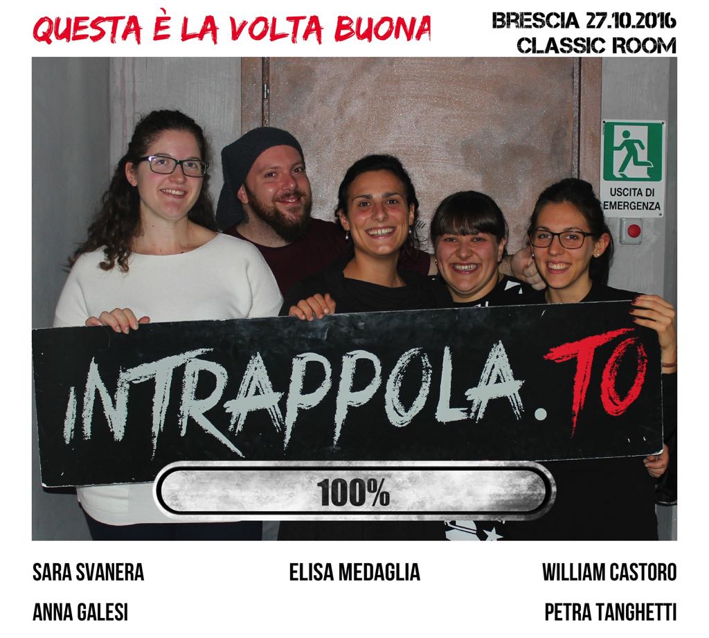 Il gruppo Questa è la volta buona è fuggito dalla nostra escape room Classic Room