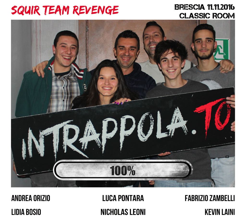 Il gruppo Squir Team revenge è fuggito dalla nostra escape room Classic Room