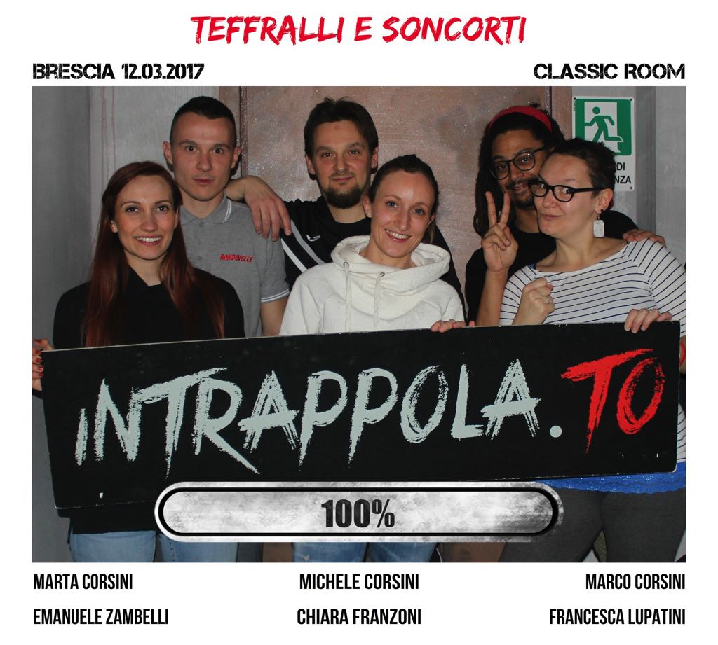 Il gruppo Teffralli e Soncorti è fuggito dalla nostra escape room Classic Room