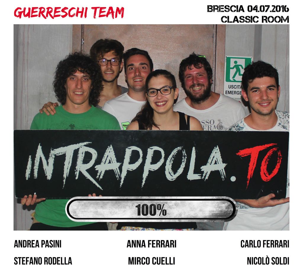 Il gruppo guerreschi team è fuggito dalla nostra escape room Classic Room