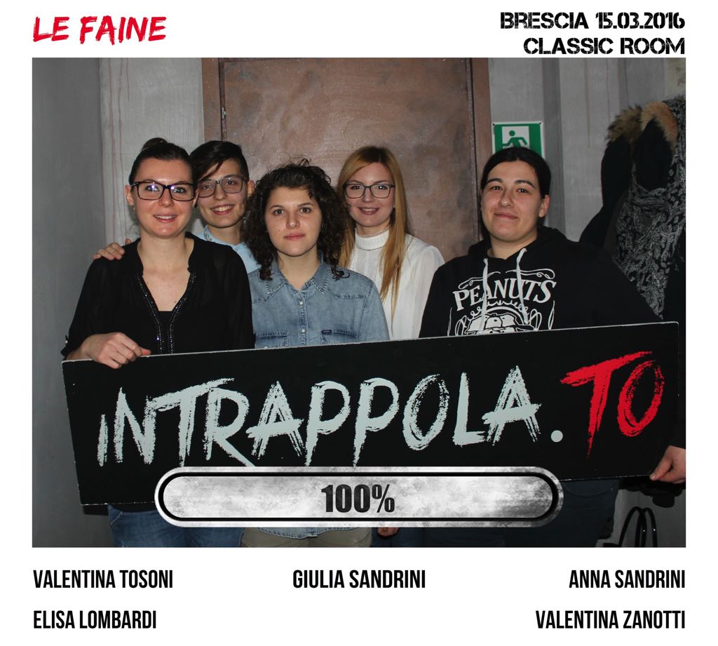 Il gruppo le faine è fuggito dalla nostra escape room Classic Room