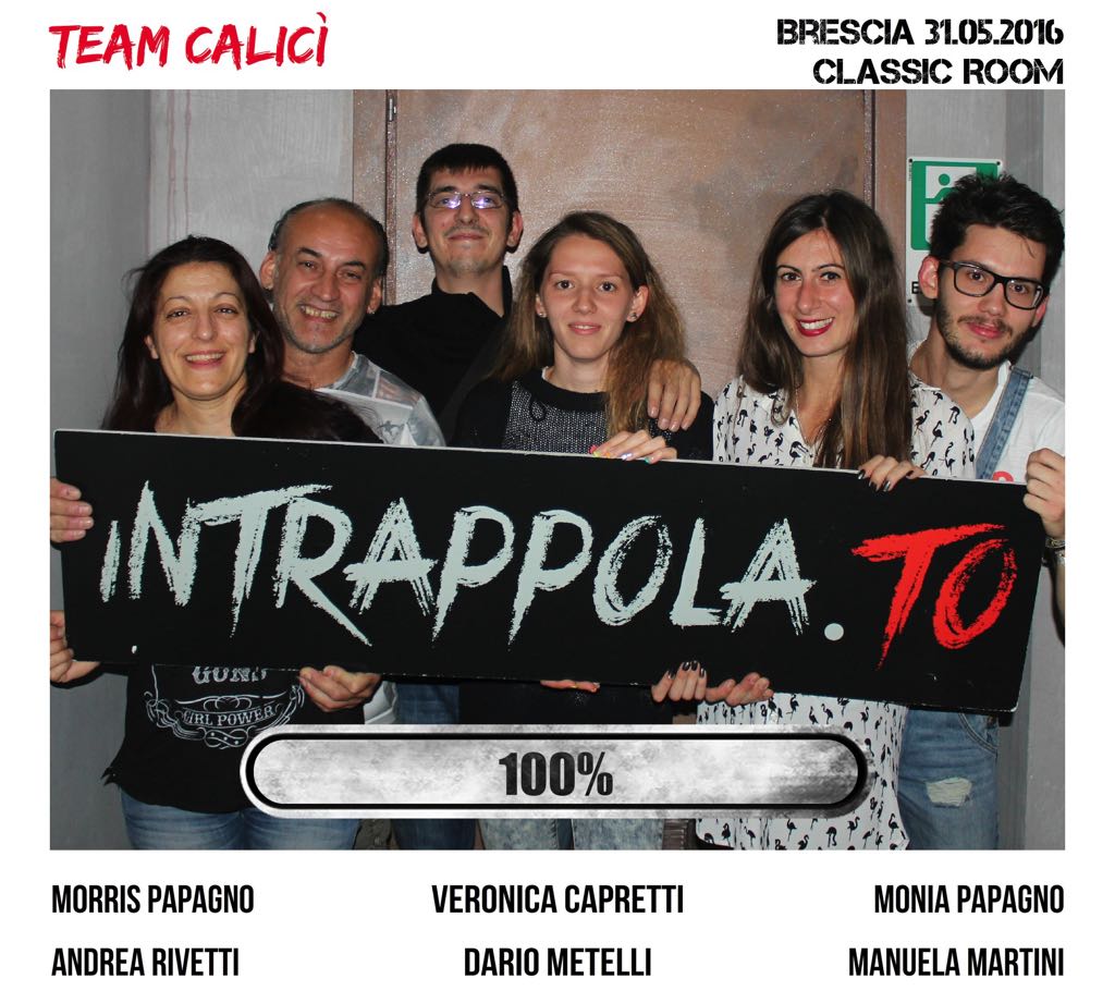 Il gruppo team calicì è fuggito dalla nostra escape room Classic Room