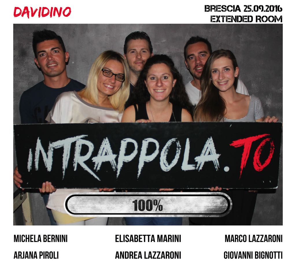 Il gruppo Davidino è fuggito dalla nostra escape room Extended Room