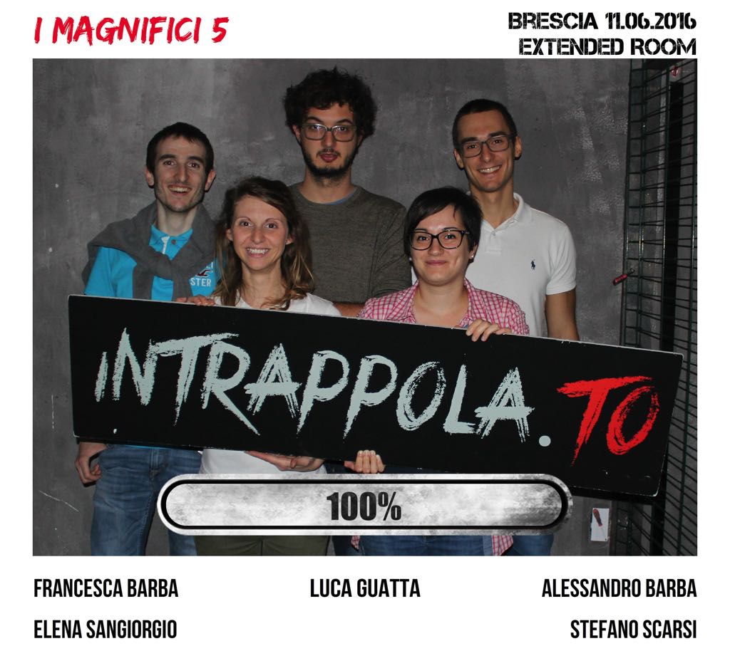 Il gruppo I magnifici 5 è fuggito dalla nostra escape room Extended Room
