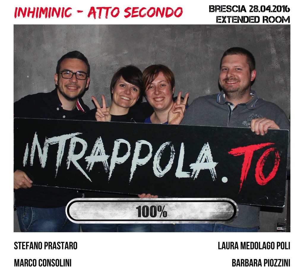 Il gruppo INHIMINIC - ATTO SECONDO è fuggito dalla nostra escape room Extended Room