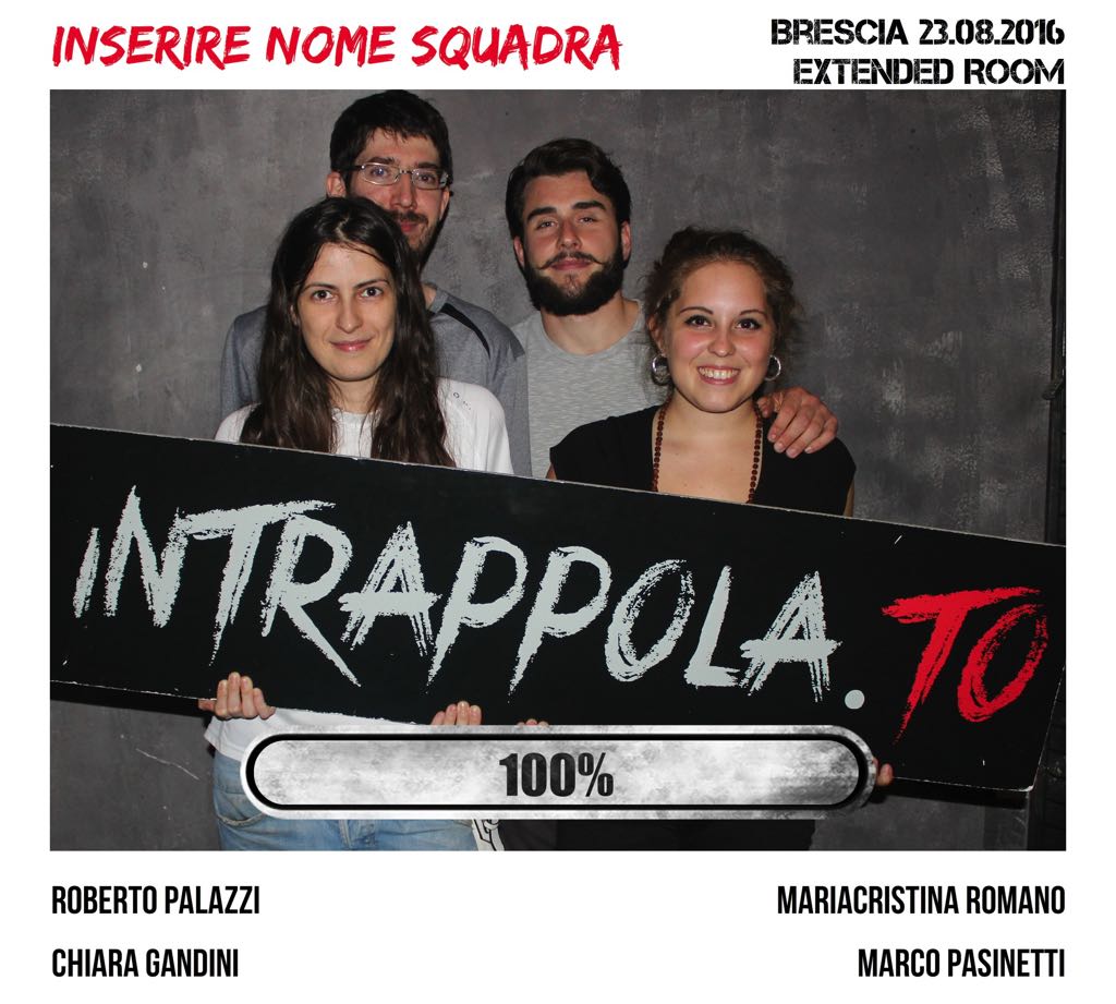 Il gruppo Inserire nome squadra è fuggito dalla nostra escape room Extended Room