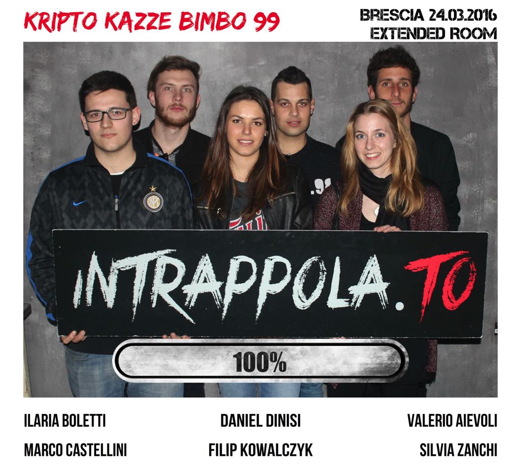 Il gruppo Kripto kazze bimbo 99  è fuggito dalla nostra escape room Extended Room