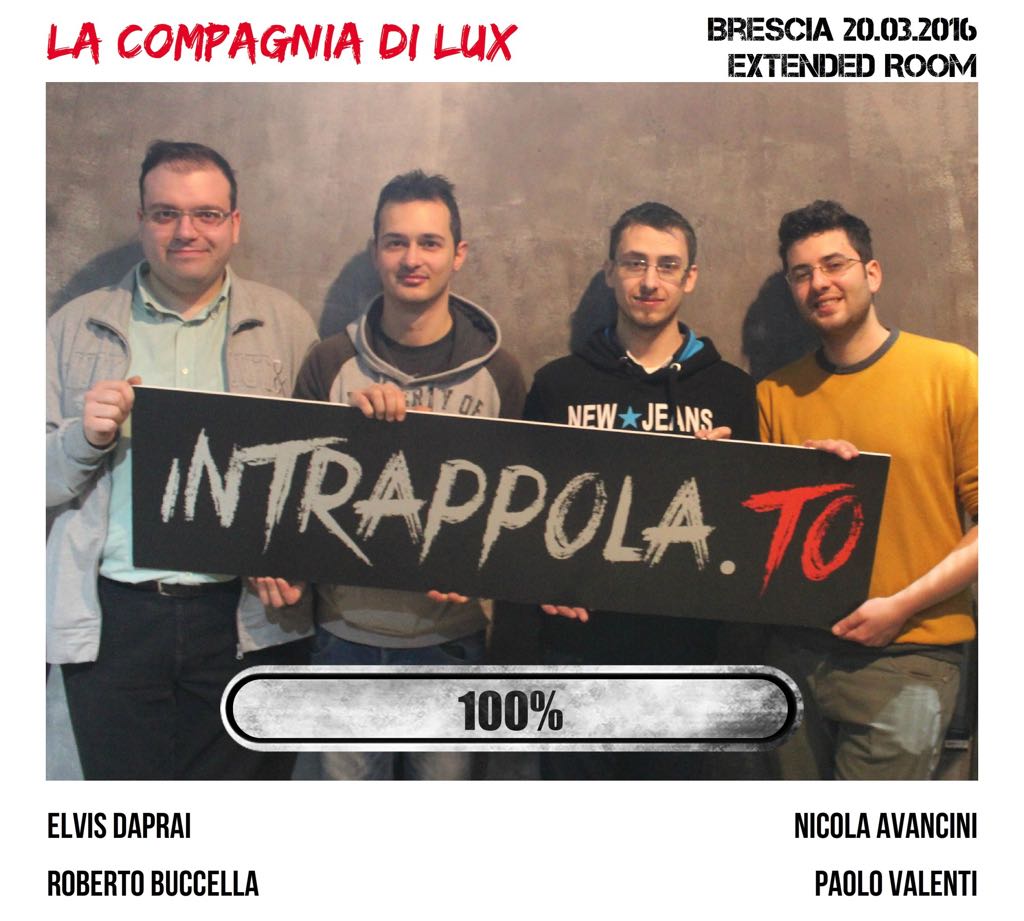 Il gruppo La Compagnia di Lux è fuggito dalla nostra escape room Extended Room