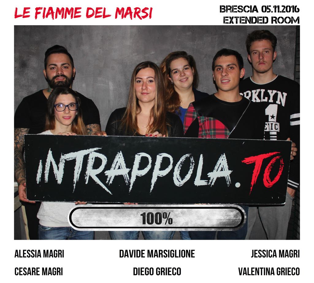 Il gruppo Le fiamme del Marsi è fuggito dalla nostra escape room Extended Room