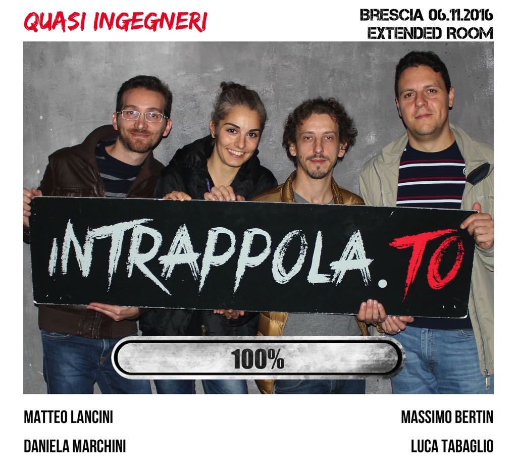 Il gruppo QUASI INGEGNERI è fuggito dalla nostra escape room Extended Room