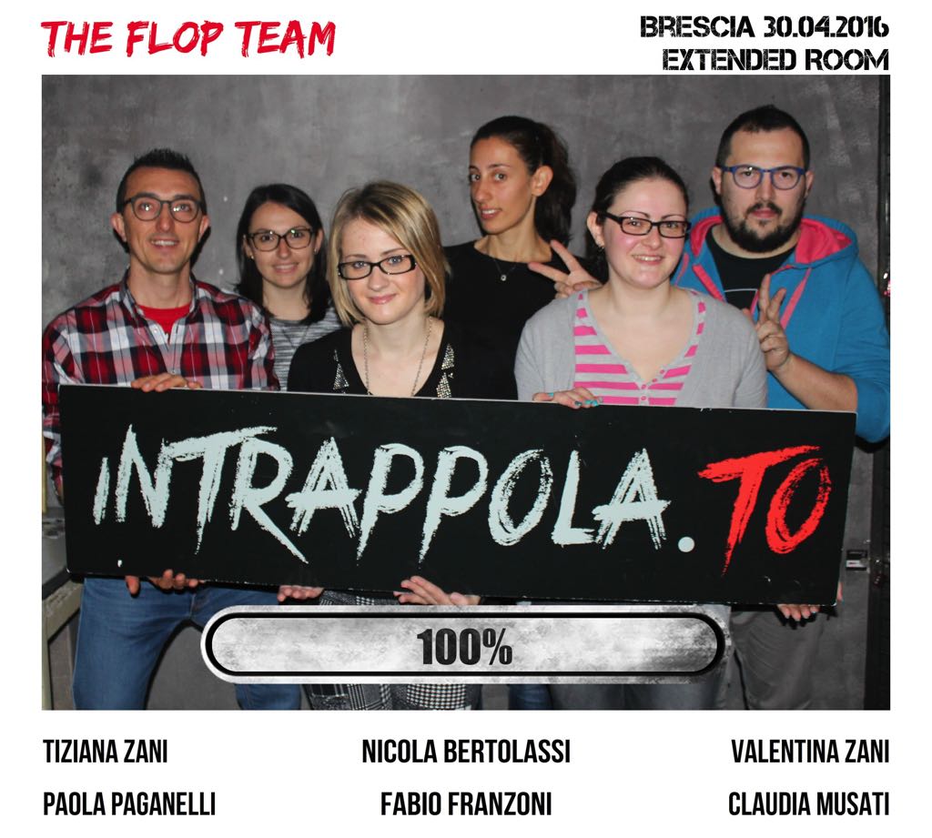 Il gruppo THE FLOP TEAM è fuggito dalla nostra escape room Extended Room