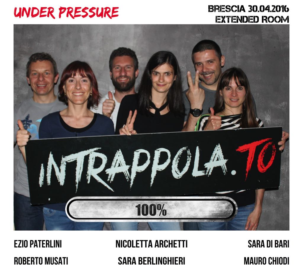 Il gruppo UNDER PRESSURE è fuggito dalla nostra escape room Extended Room