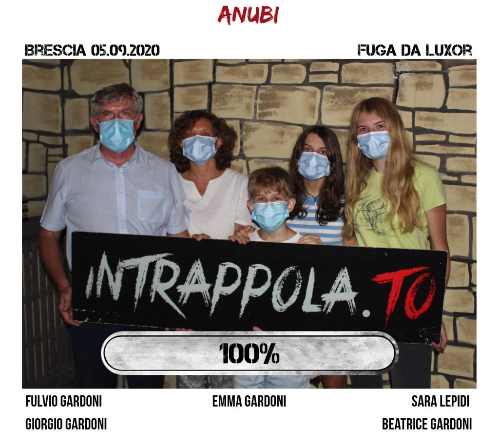 Il gruppo ANUBI è fuggito dalla nostra escape room Fuga da Luxor