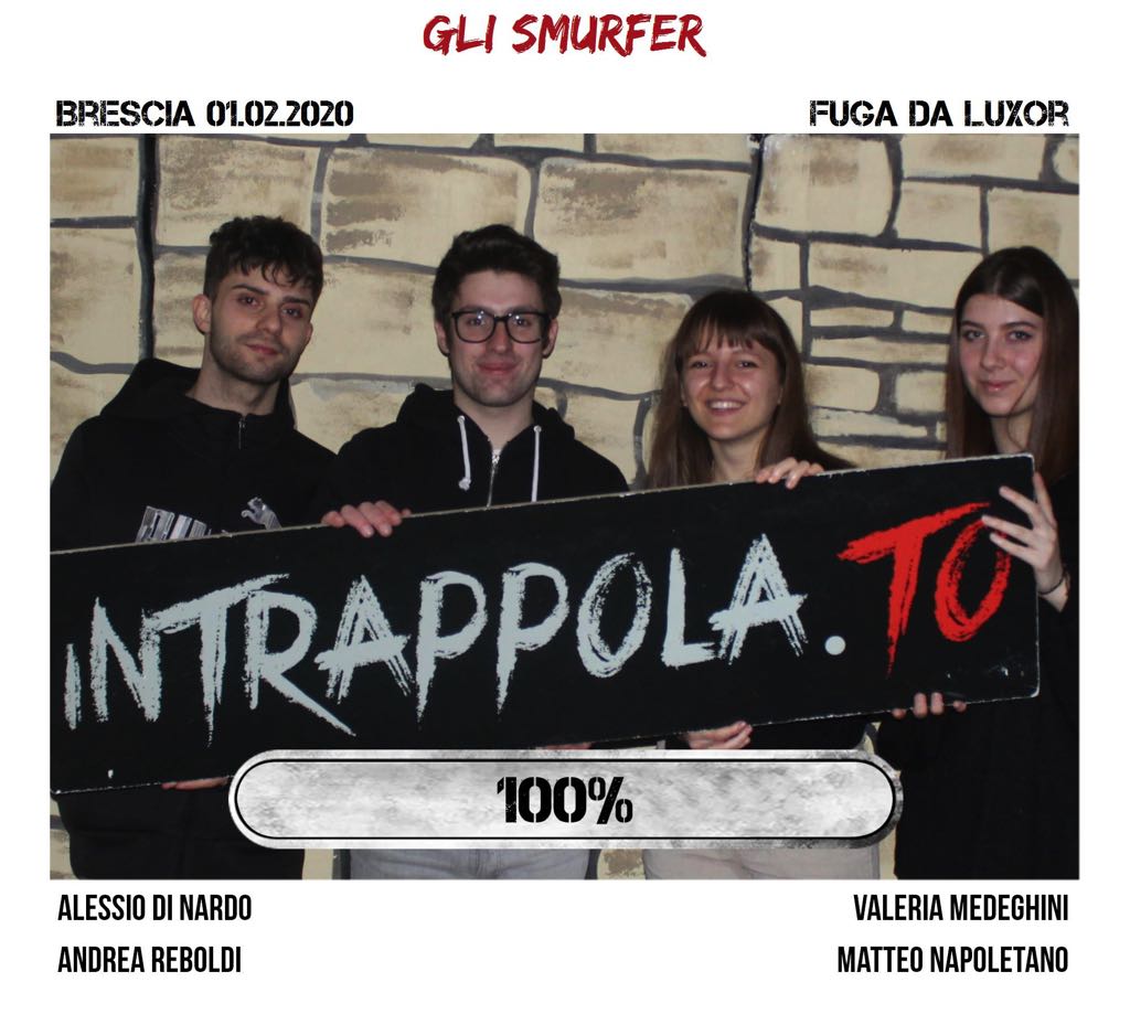 Il gruppo gli smurfer è fuggito dalla nostra escape room Fuga da Luxor