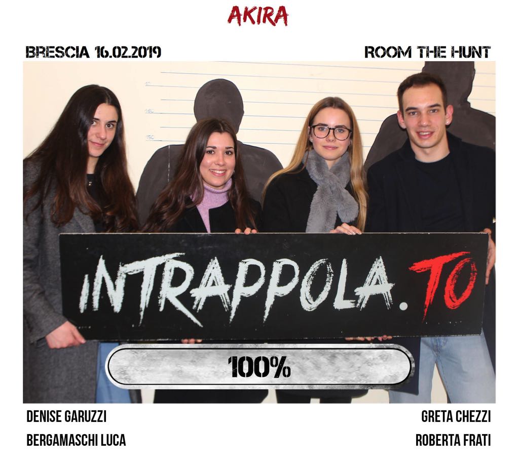 Il gruppo Akira è fuggito dalla nostra escape room Room The Hunt