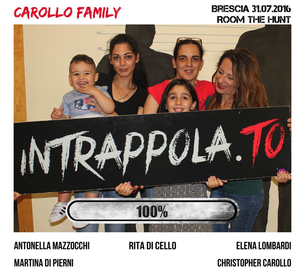 Il gruppo Carollo Family è fuggito dalla nostra escape room Room The Hunt