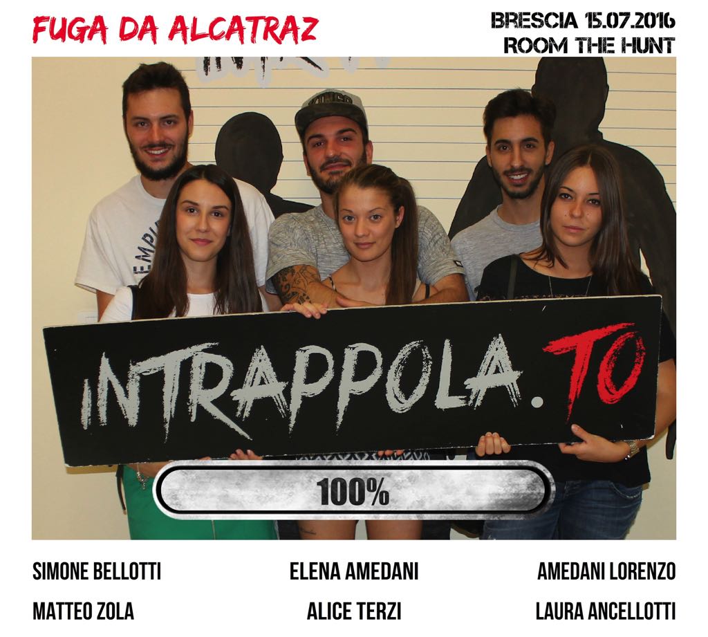Il gruppo Fuga da Alcatraz  è fuggito dalla nostra escape room Room The Hunt