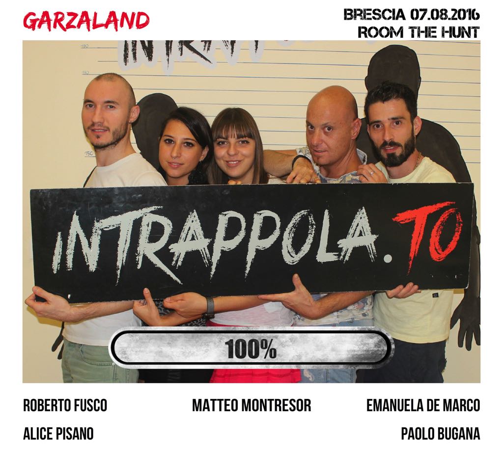 Il gruppo Garzaland è fuggito dalla nostra escape room Room The Hunt