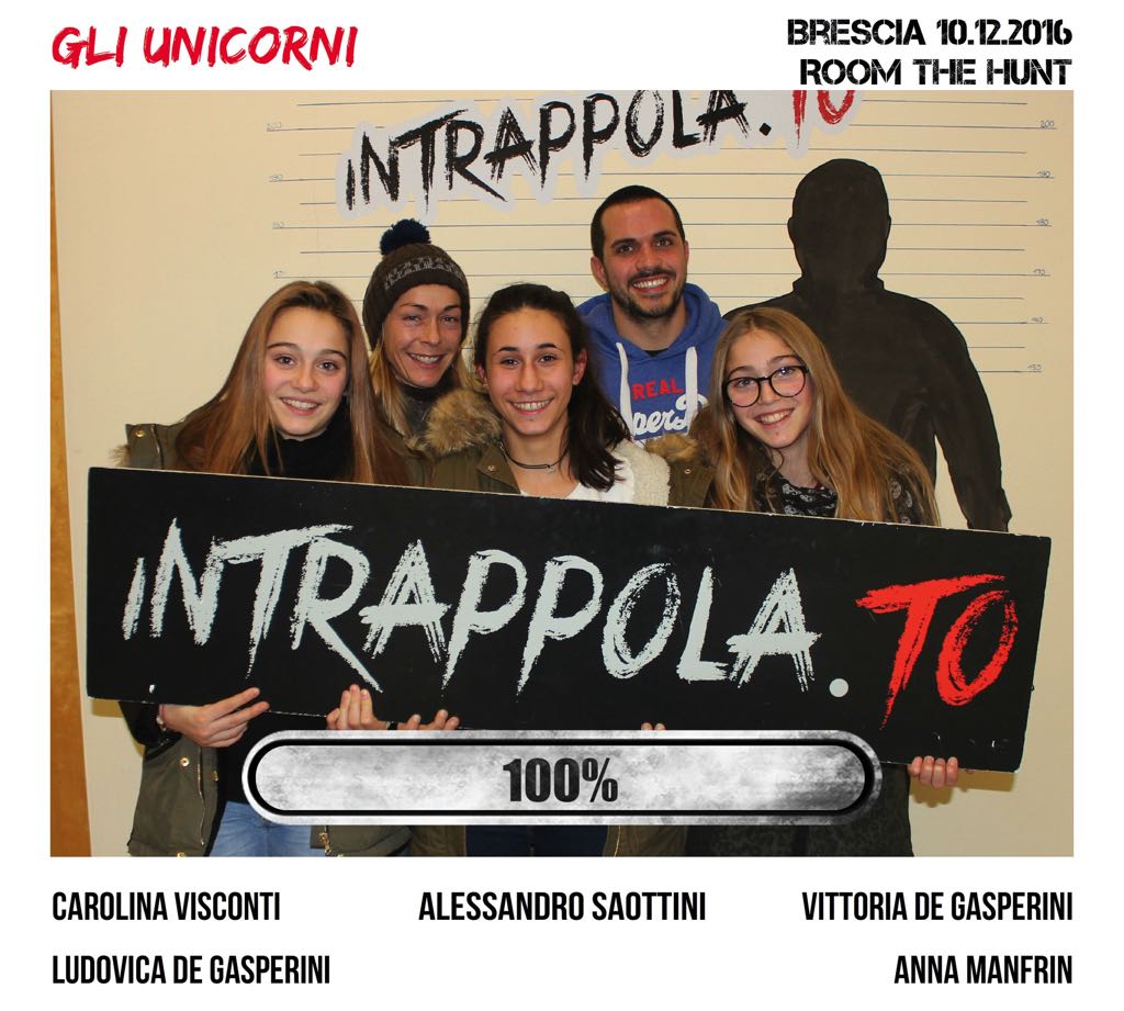 Il gruppo Gli Unicorni è fuggito dalla nostra escape room Room The Hunt