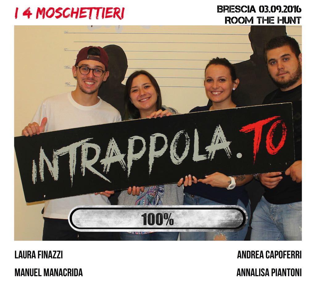 Il gruppo I 4 moschettieri è fuggito dalla nostra escape room Room The Hunt