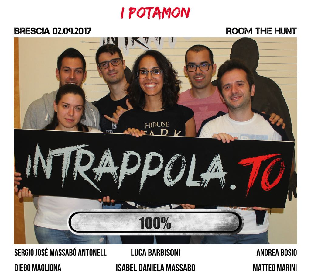 Il gruppo I POTAMON è fuggito dalla nostra escape room Room The Hunt