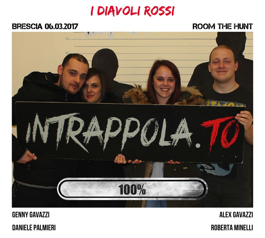 Il gruppo I diavoli Rossi è fuggito dalla nostra escape room Room The Hunt