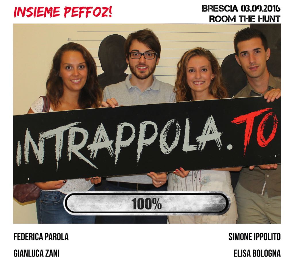 Il gruppo Insieme Peffoz! è fuggito dalla nostra escape room Room The Hunt