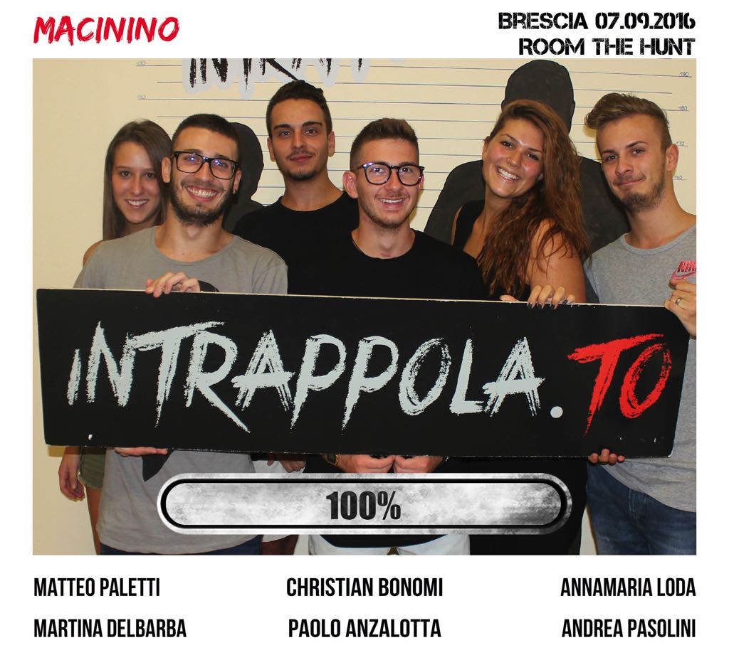 Il gruppo MACININO è fuggito dalla nostra escape room Room The Hunt