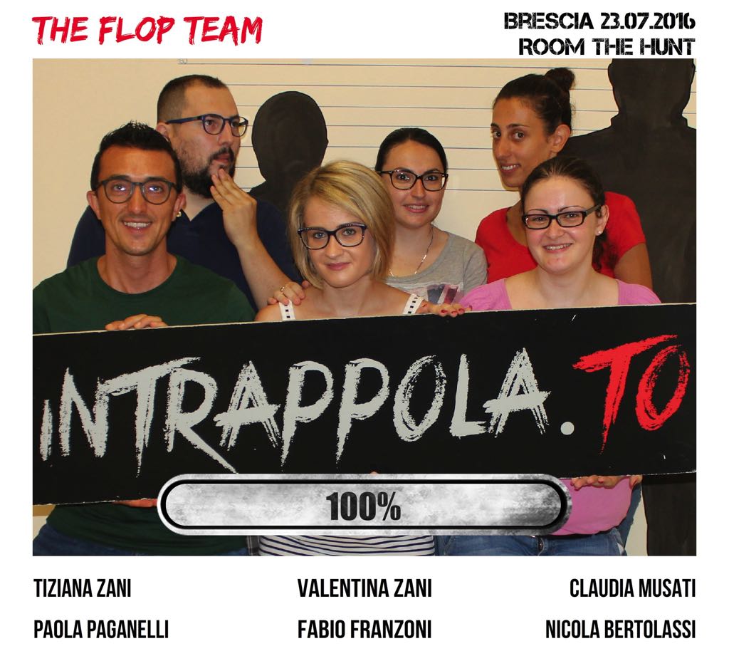 Il gruppo THE FLOP TEAM è fuggito dalla nostra escape room Room The Hunt