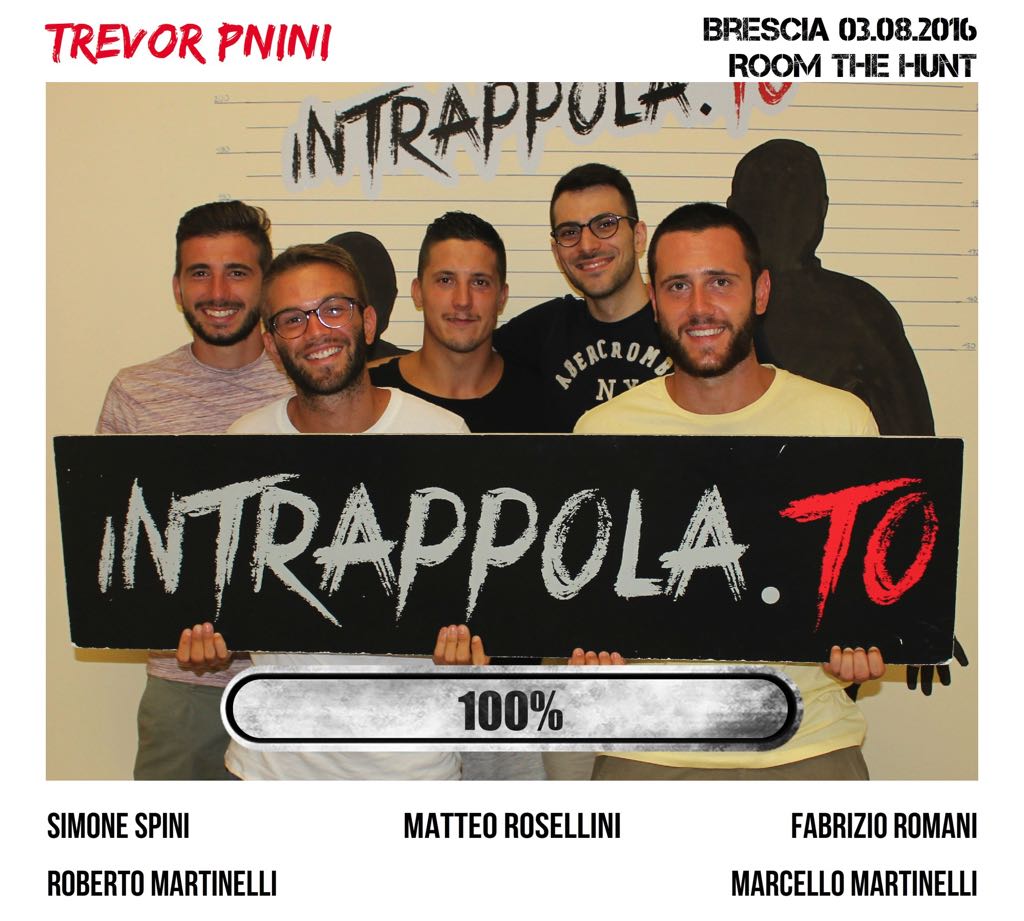 Il gruppo Trevor Pnini è fuggito dalla nostra escape room Room The Hunt