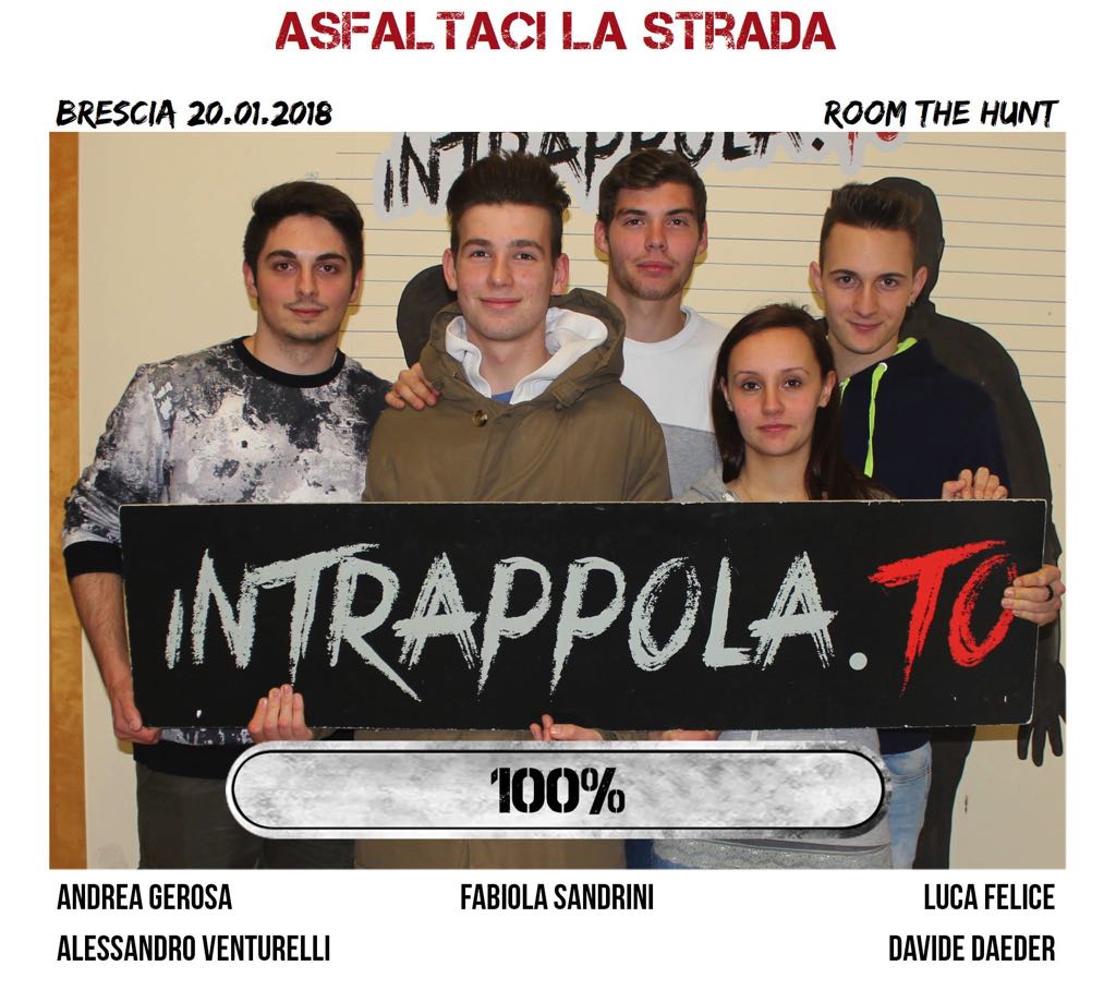 Il gruppo asfaltaci la strada è fuggito dalla nostra escape room Room The Hunt