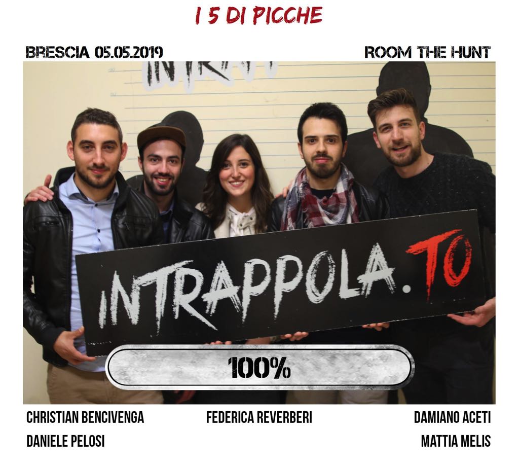 Il gruppo i 5 di picche è fuggito dalla nostra escape room Room The Hunt