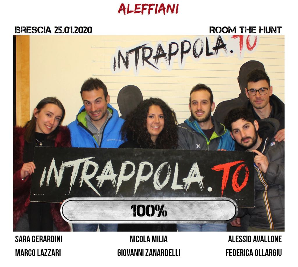Il gruppo aleffiani è fuggito dalla nostra escape room Room The Hunt