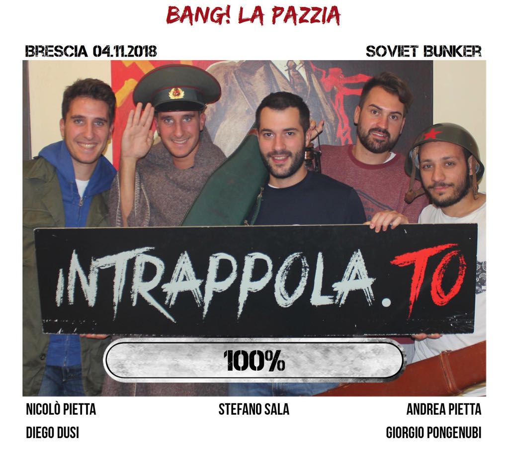 Il gruppo bang! la pazzia è fuggito dalla nostra escape room Soviet Bunker
