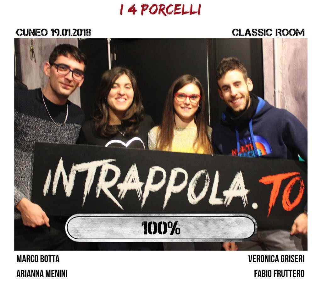 Il gruppo i 4 porcelli è fuggito dalla nostra escape room Classic Room
