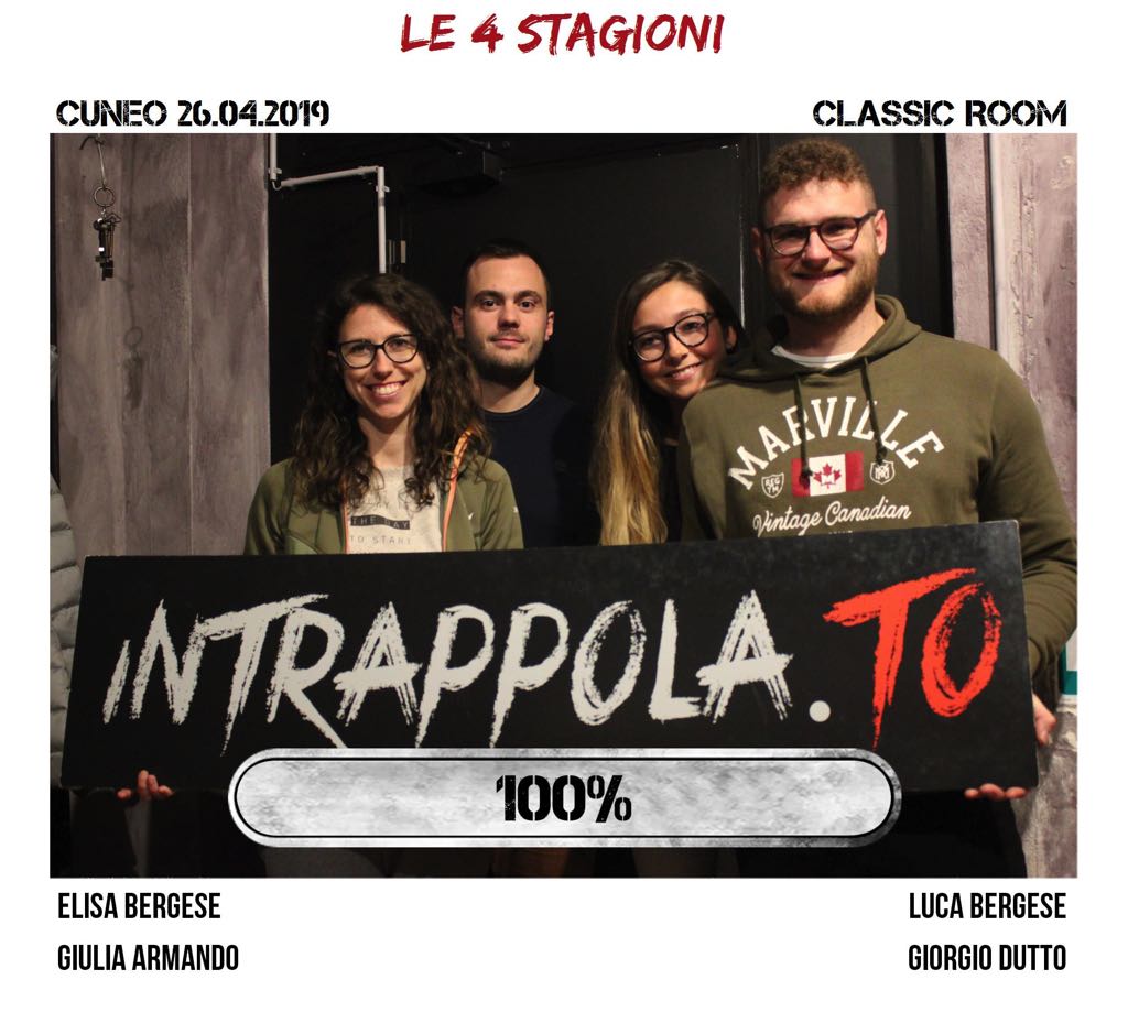 Il gruppo le 4 stagioni è fuggito dalla nostra escape room Classic Room