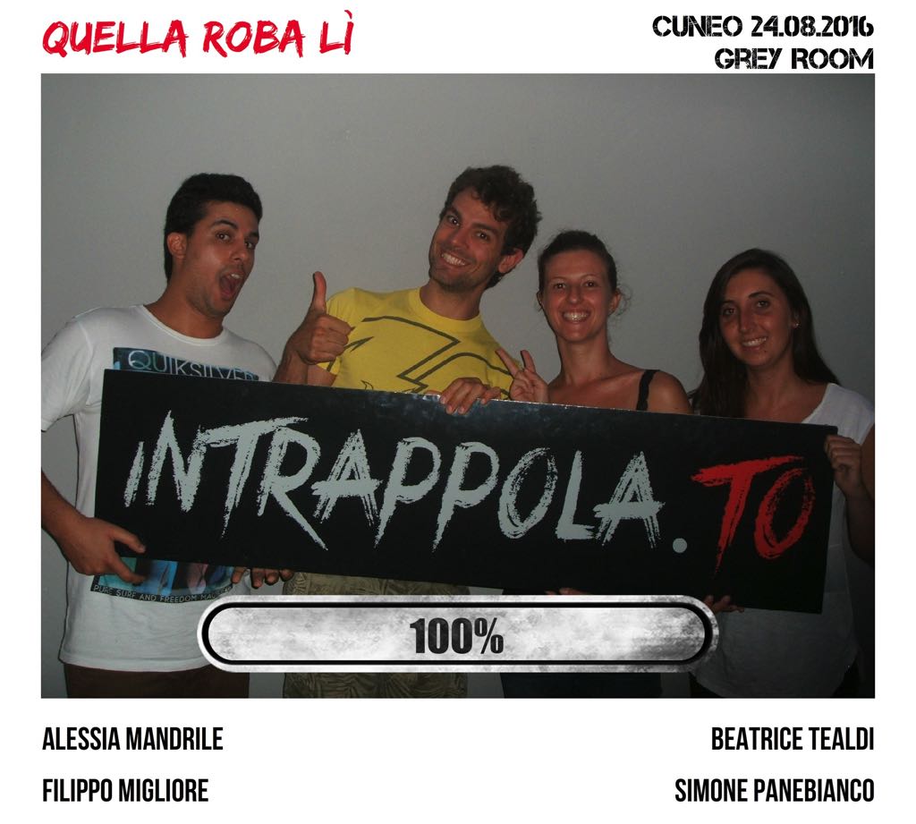 Il gruppo Quella roba lì è fuggito dalla nostra escape room Grey Room