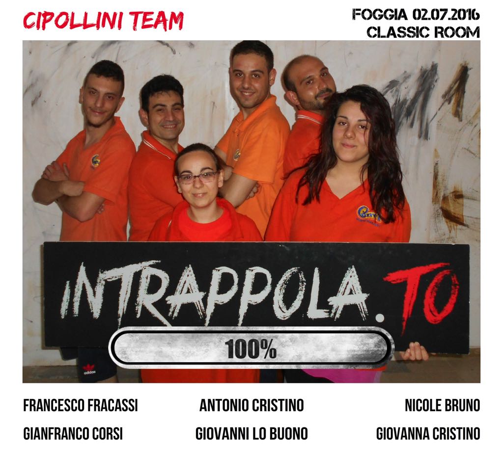 Il gruppo Cipollini Team è fuggito dalla nostra escape room Classic Room